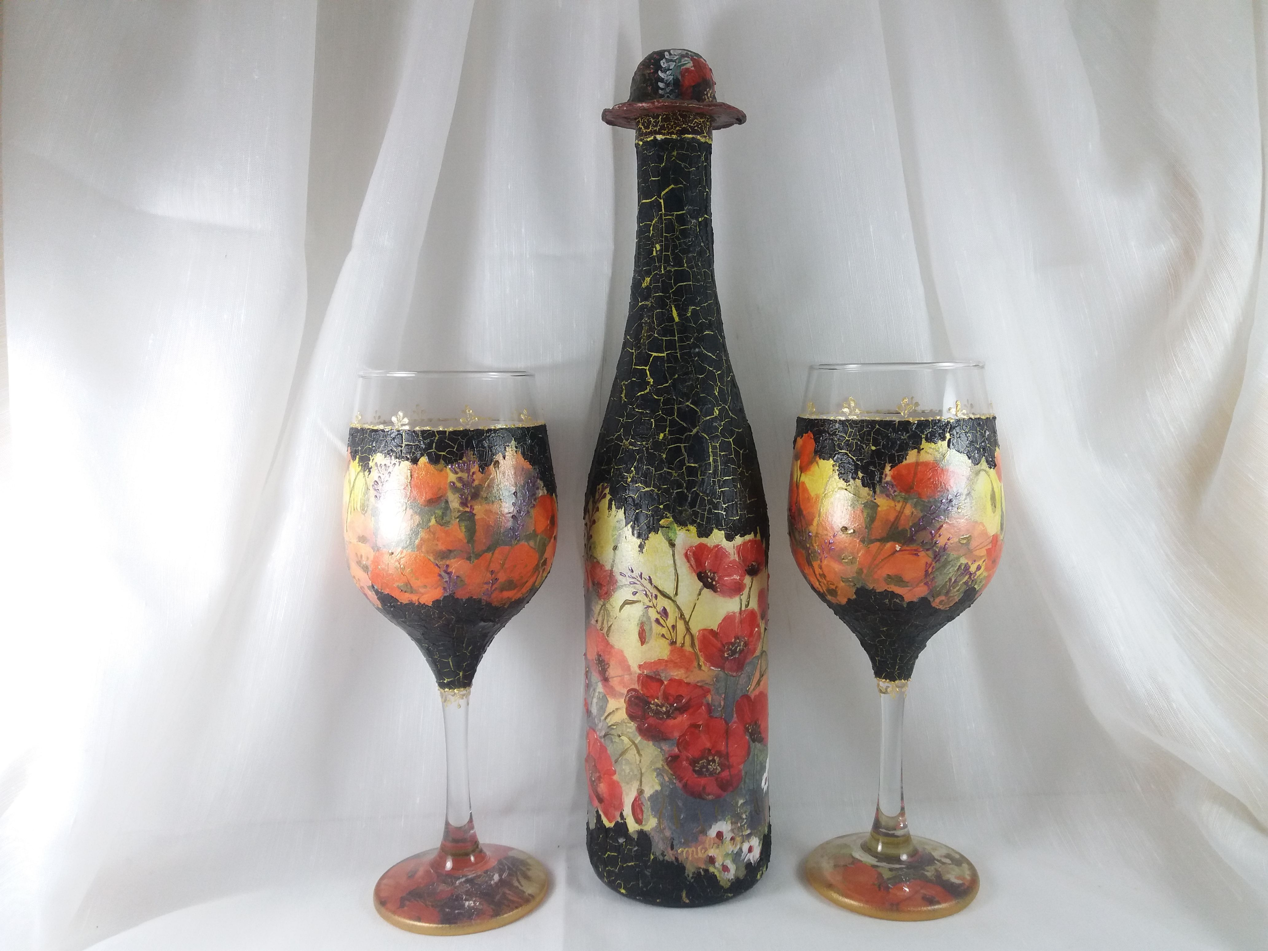Sticla cu vin, personalizata handmade unicat